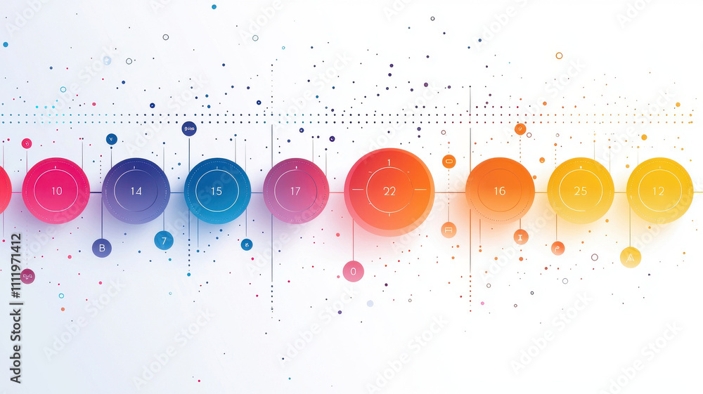 Poster colorful timeline graph concept. colorful timeline graph design showcasing data points and trends