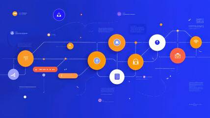 Obraz premium colorful timeline graph concept. Innovative timeline with icons and data flow on blue background