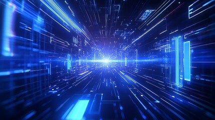 Obraz premium Futuristic Abstract Background with Glowing Lines and Light Effects in a Digital Space Concept
