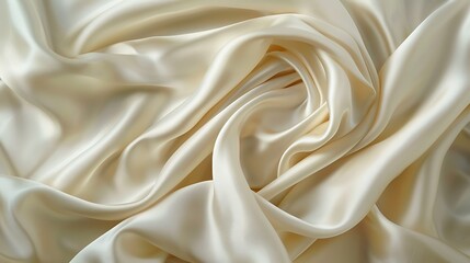 Obraz premium A soft ivory silk fabric with subtle folds, creating a flowing, silky background under natural lighting.
