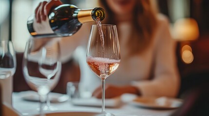 Obraz premium Pouring a glass of ros? wine