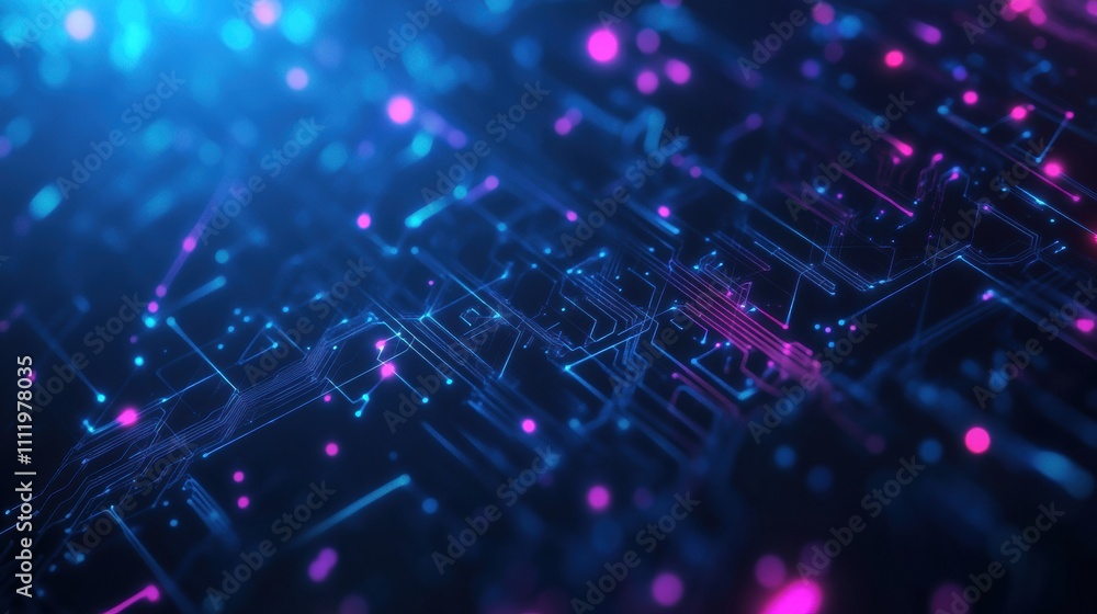 Poster A digital AI chip is set within a tech brain design, framed by a dark blue background, emphasizing artificial intelligence themes. Generative AI