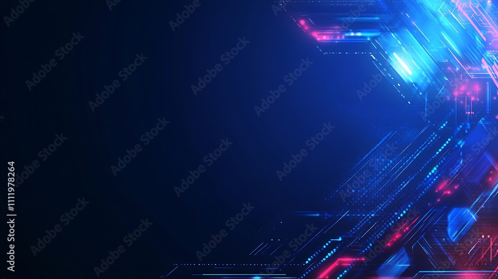 Poster futuristic digital background with abstract lines, colorful lights, and high-tech elements for desig