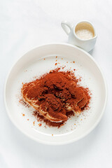 tiramisu cake with sweet sauce