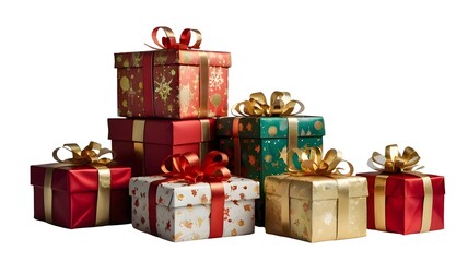 Fototapeta premium festive gift boxes, christmas gifts or birthday presents, isolated.