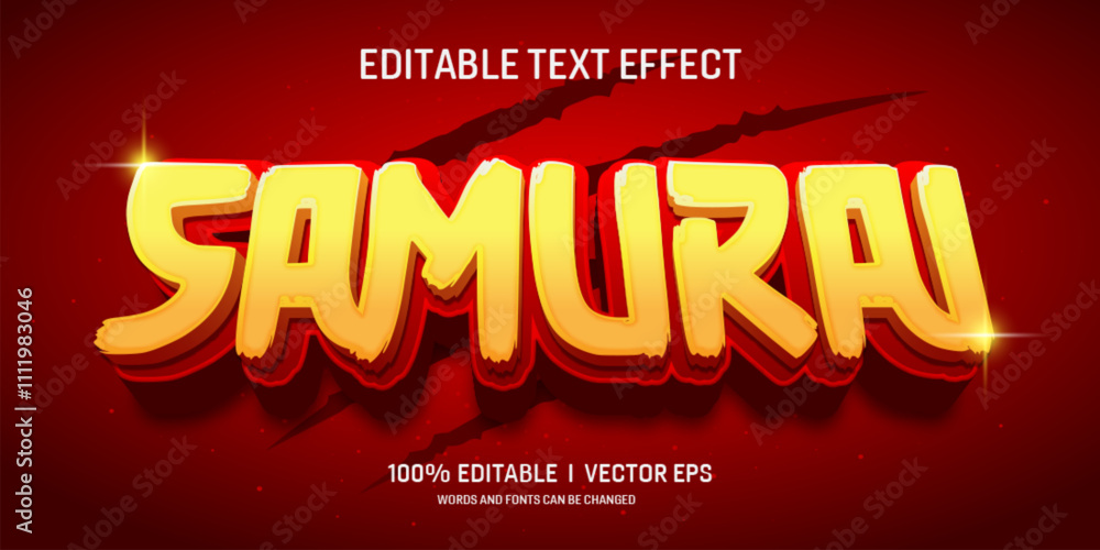 Aufkleber  samurai vector 3d text effect with modern style design