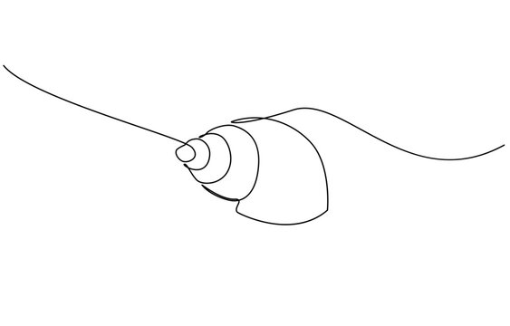 Continuous one line drawing of sea shell, Set of sea shells. Sea shells, mollusks, scallop, pearls. Tropical underwater shells continuous one line art, Pearl in a seashell one line art drawing.