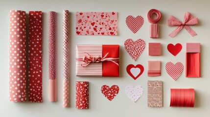 Obraz premium Valentine's Day Gift Wrapping Set