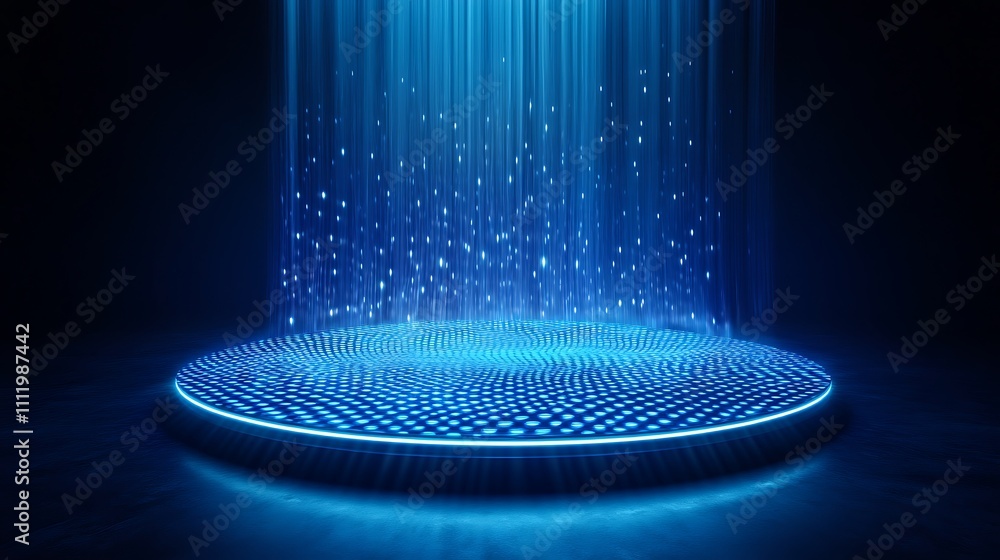 Poster futuristic light beam with shimmering particles creating a captivating abstract environment in dark 