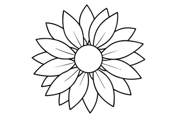 A simple Bright Sunflower line art vector white background