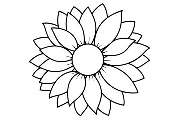 A simple Bright Sunflower line art vector white background