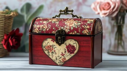Valentine's Day Heart-Themed Keepsake Chest