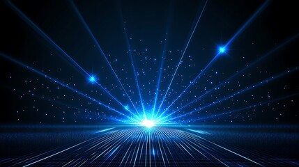Fototapeta premium Stunning Digital Light Rays Emanating From a Bright Central Point on a Dark Background for Creative Projects
