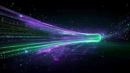 Fototapeta premium Vivid Abstract Light Trails and Particles in Motion Creating a Futuristic Cosmic Landscape