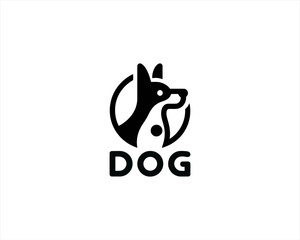 Dog Logo design template. Dog head icon. Vector illustration. Cartoon dog face logo. Animal logotype concept. 
