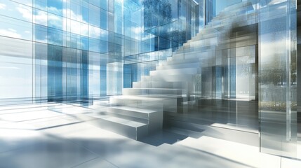 Obraz premium Design sheet，Architectural structure system, modern glass art architecture.