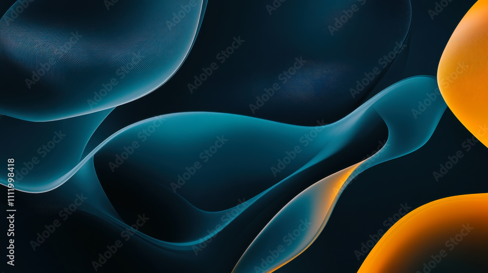 Poster abstract wave patterns with flowing lines in blue and yellow hues creating a captivating visual effe