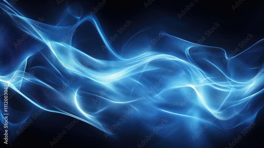 Poster dark blue background with abstract light lines digital network design for tech or presentations