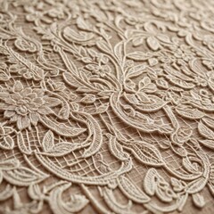 Vintage Floral Lace Pattern in Ivory and Beige