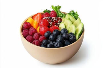 Fresh and Colorful Fruit and Vegetable Salad in a Bowl