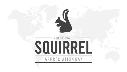 National Squirrel Appreciation Day observed each year during January. Vector template for banner, greeting card, poster with background.