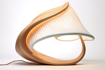 Unique hanging lamp protected from bamboo weave isolated on white background, used for graphic design.
