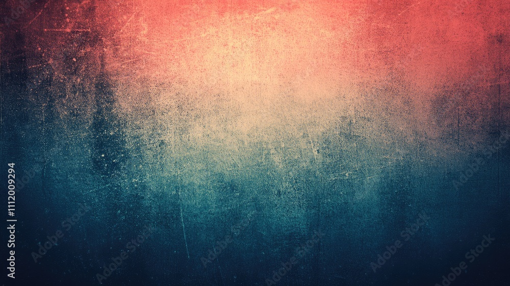 Poster abstract textured background with a gradient from warm coral to deep blue tones.