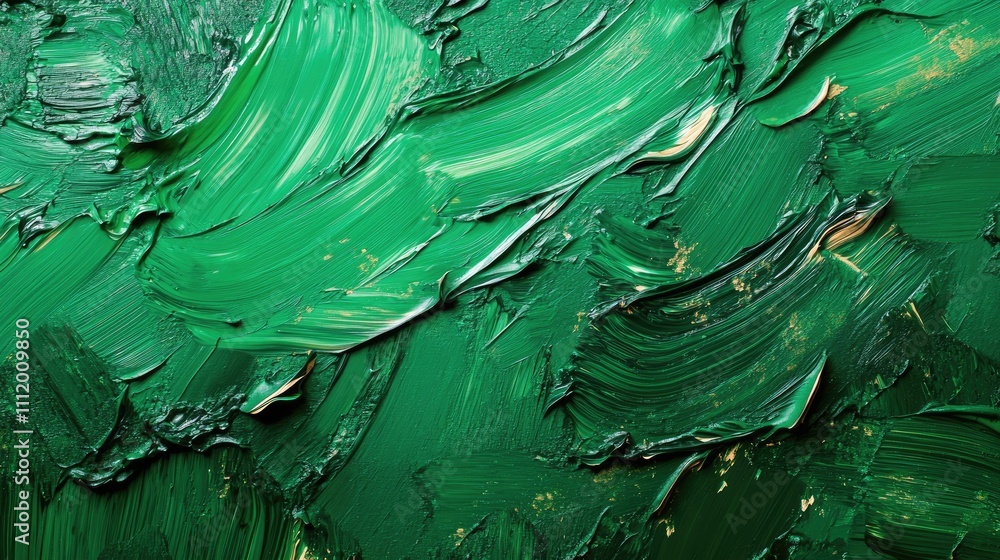 Poster abstract green textured surface with vibrant brush strokes creating a dynamic composition.