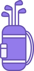Colored Golf Icon. Vector Illustration. Golf Bag with Clubs. Golf Equipment. Sports Concept