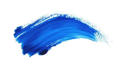 Vibrant blue paint stroke, showcasing a blend of shades and textures on a white background.