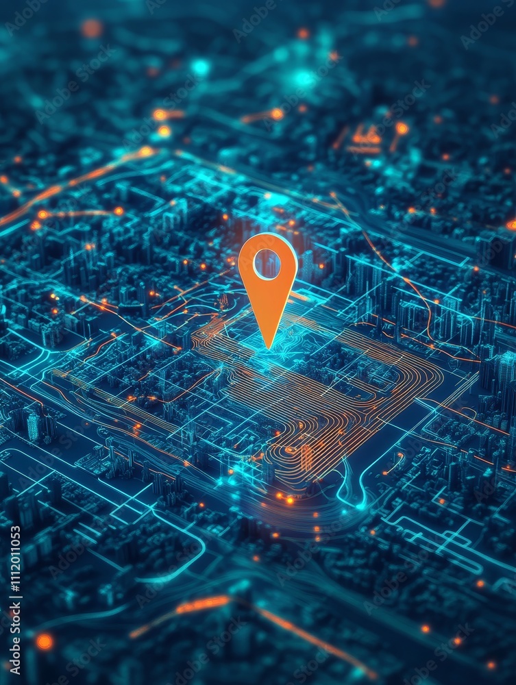 Poster geographic information system gis modern technology - a futuristic representation of geographic data