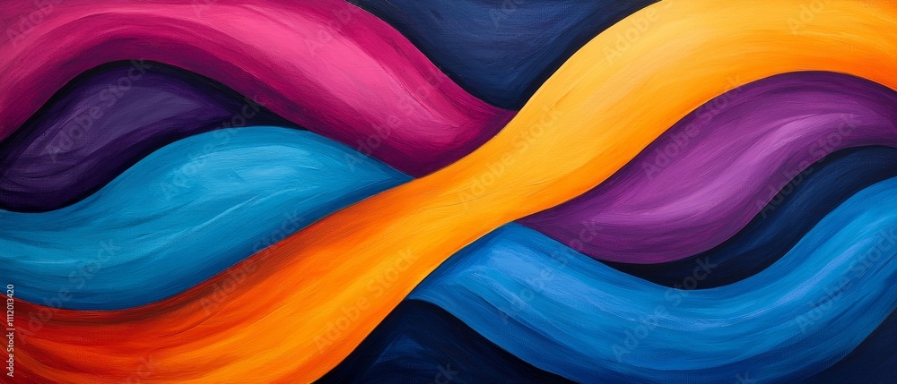 Poster vibrant abstract waves in bold colors create a dynamic and flowing design.