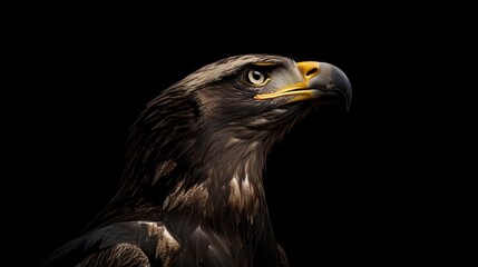Fototapeta premium Isolated Bald Eagle Staring Upward with Intensity - A striking image of a bald eagle gazing upward, symbolizing freedom, strength, majesty, power, and nature.