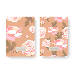 Cover design with floral pattern. For notebooks, planners, brochures, books, catalogs etc.