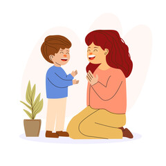 Happy Mother and Child Sharing a Joyful Moment Together vector illustration