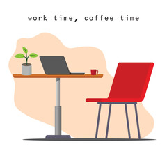 Fototapeta premium Simple design coffee time, work time for decoration
