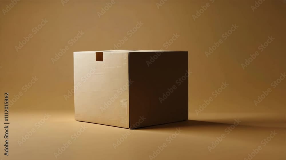 Poster simple textured brown box on warm background modern minimalist design for elegant packaging and stor