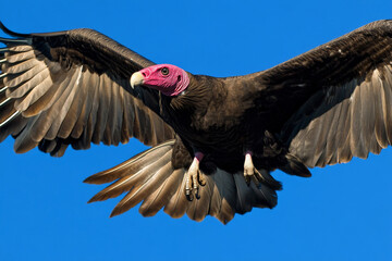 Majestic Vulture Soaring Against the Clear Blue Sky - Majestic Vulture Soaring Against the Clear Blue Sky showcasing freedom, nature, wildlife, beauty, and elegance.