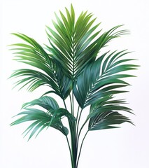 Obraz premium Lush green palm fronds isolated on a bright white background; perfect for adding a tropical touch to designs.