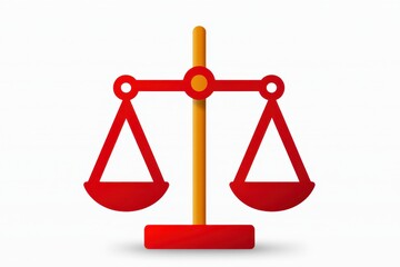 Red and Yellow Balanced Scales Symbolizing Justice and Fairness