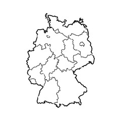Germany map vector illustration, scribble sketch Republic of Germany map, Germany map silhouette