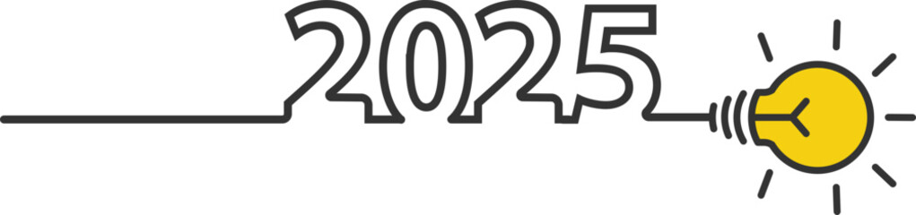 Startup business 2025 new year with creative light bulb ideas concept design