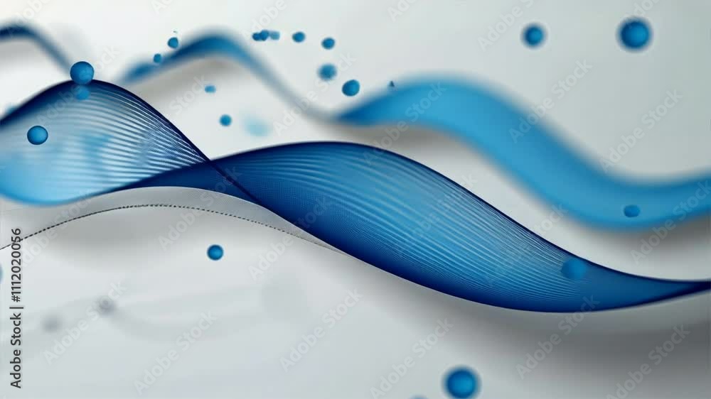 Poster abstract blue waves and bubbles create dynamic fluid composition, evoking sense of movement and tran