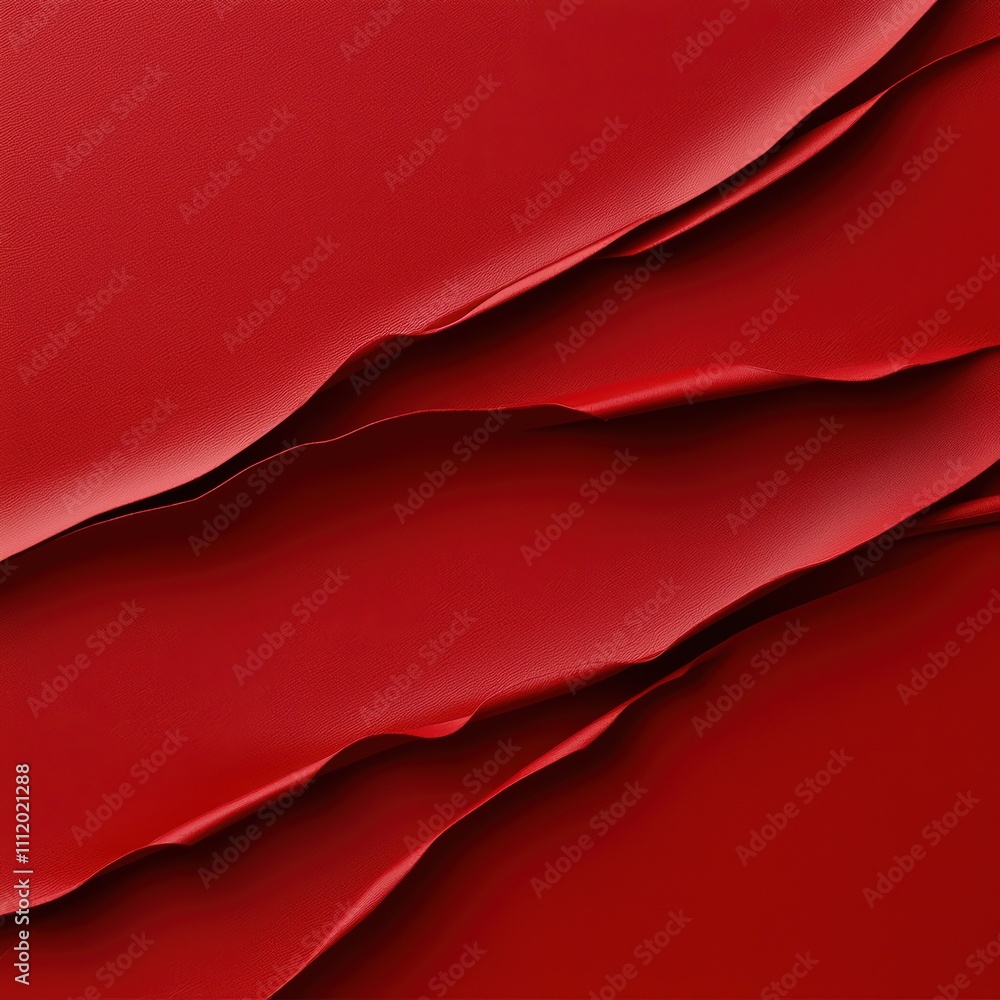 Poster a close-up of textured red layers, showcasing smooth, flowing lines that create a visually striking 