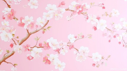 Fototapeta premium Charming vintage pink floral design, delicate blossoms intertwined with lush greenery, evoking a nostalgic ambiance, perfect for crafting and home decor projects.