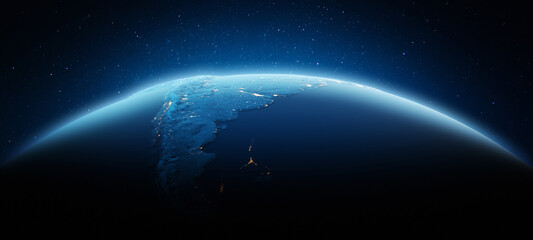 South America, Andes, Patagonia city lights