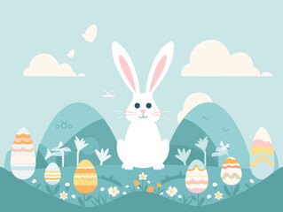 easter bunny with eggs