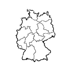 Germany map vector illustration, scribble sketch Republic of Germany map, Germany map silhouette