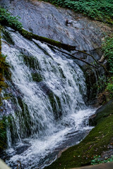 Cascading waterfall adventure serene forest nature photography tranquil environment close-up view natural beauty exploration