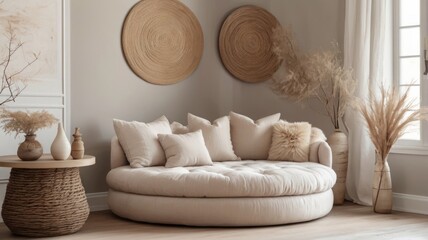 Neutral Virtual Background: Modern Minimalist Living Room
